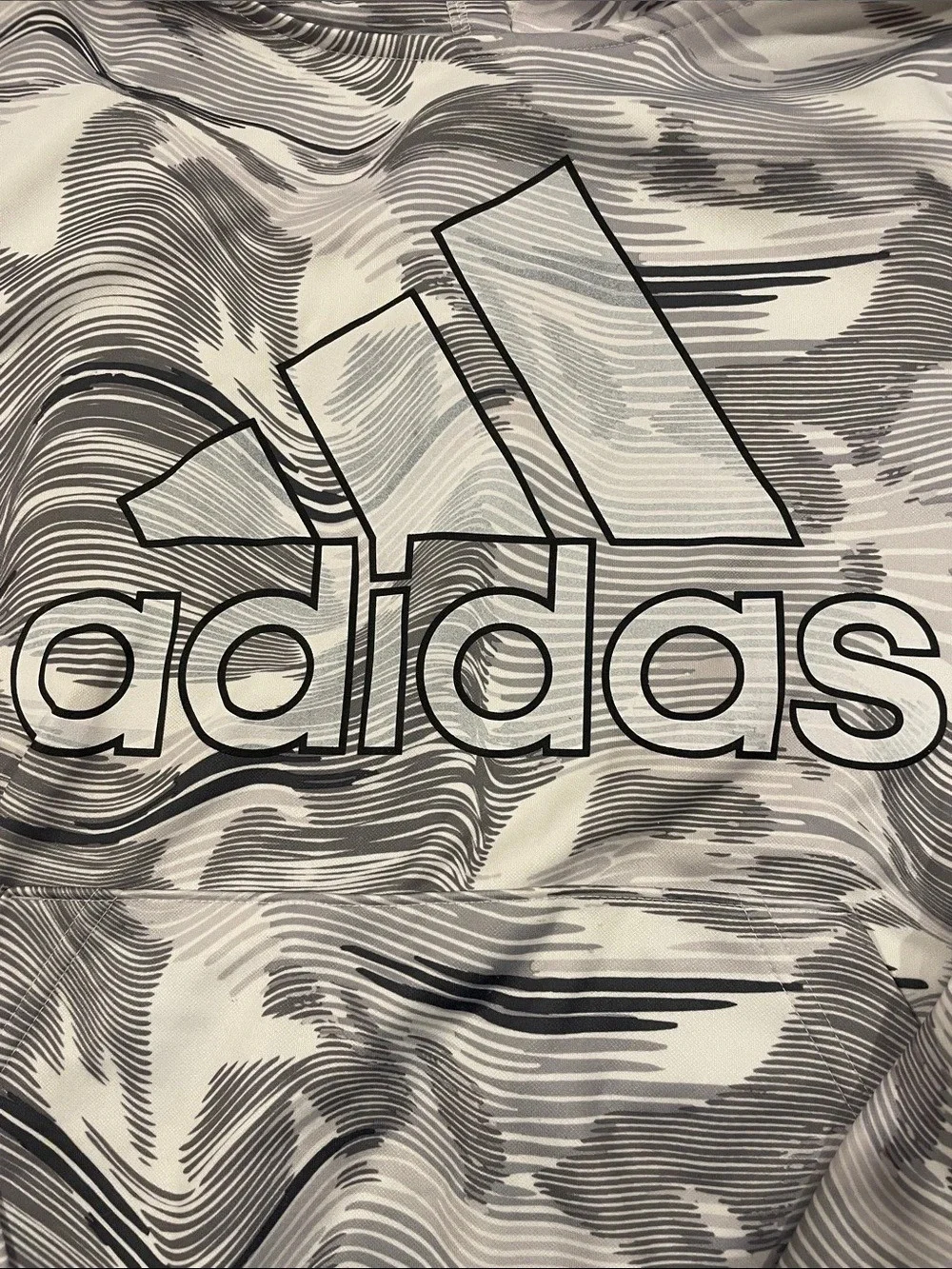 adidas Abstract Print Hoodie White & Black XL Like New Blokecore